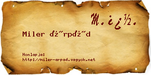 Miler Árpád névjegykártya